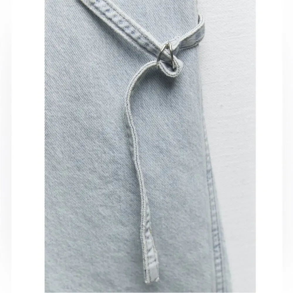 ZARA TRF MID-RISE BELT LOOP CARGO JEANS